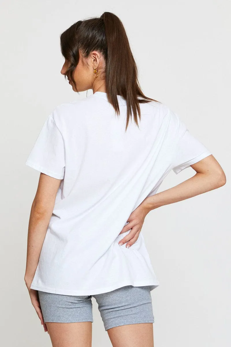 White Graphic T Shirt Short Sleeve
