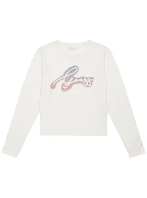 White Long Sleeve Crop T-Shirt (7-16)