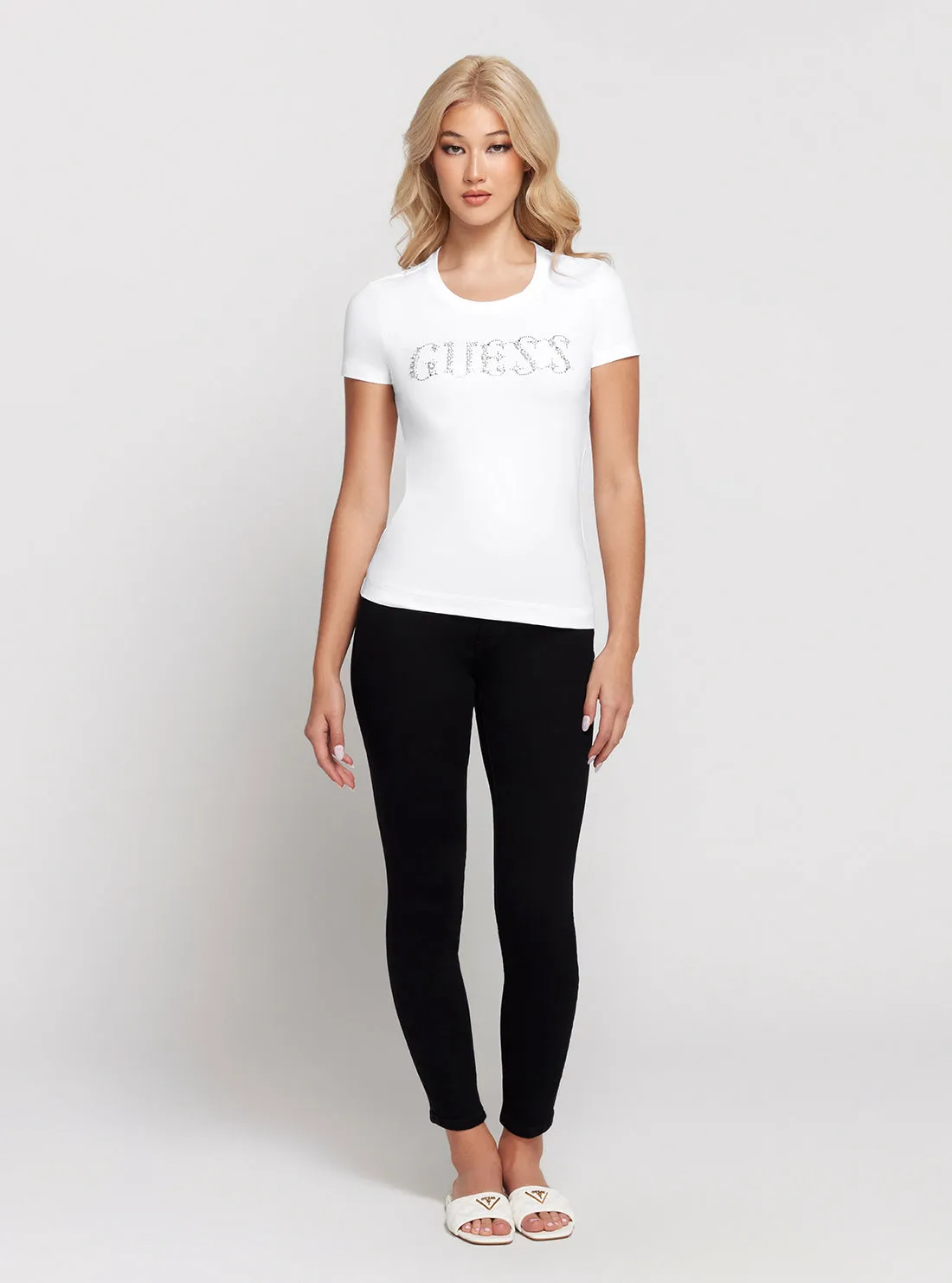 White Short Sleeve Stones Logo T-Shirt