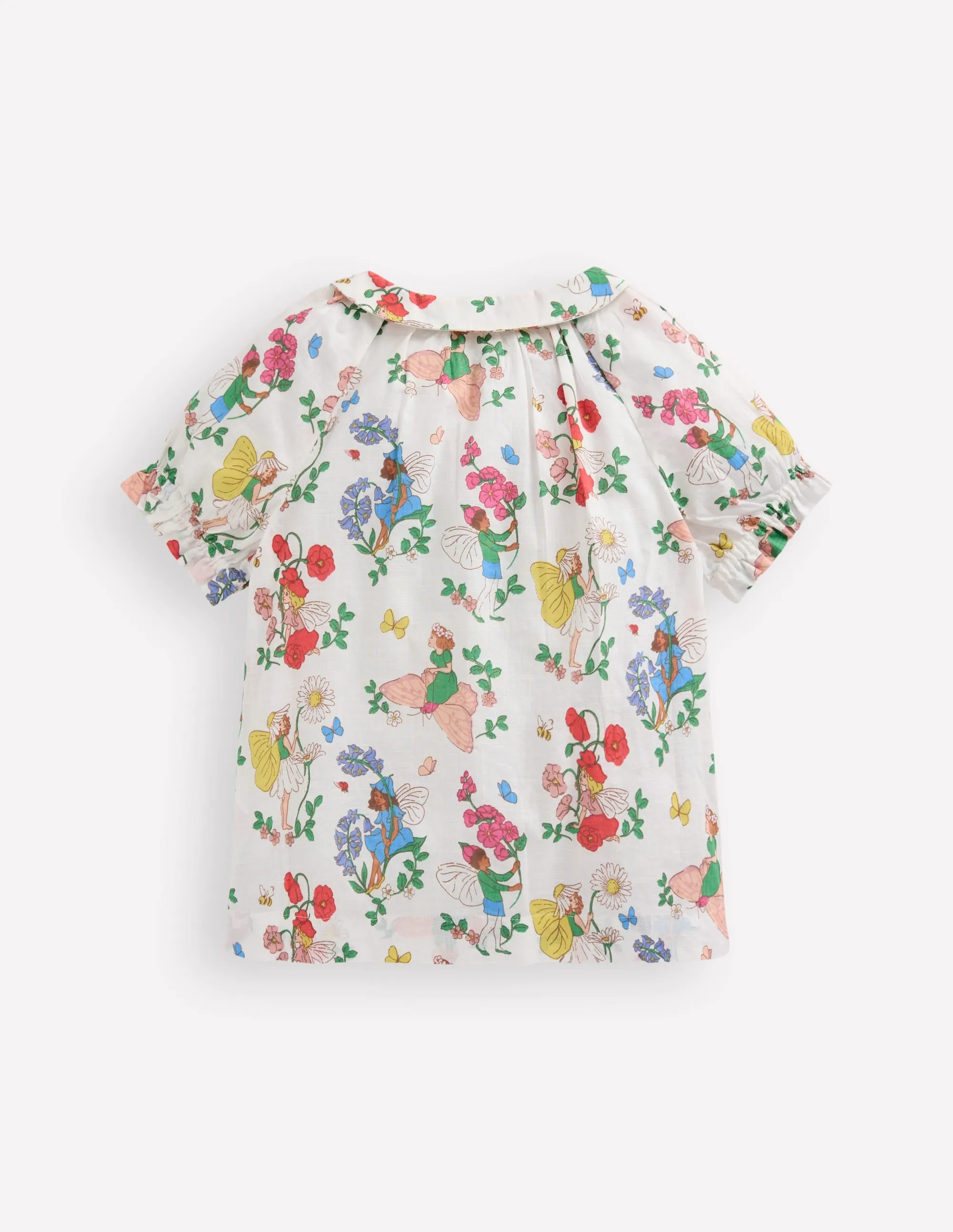 Woven Collared Top-Soft Ivory Flower Fairy