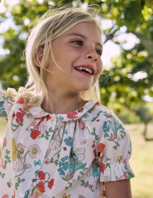 Woven Collared Top-Soft Ivory Flower Fairy