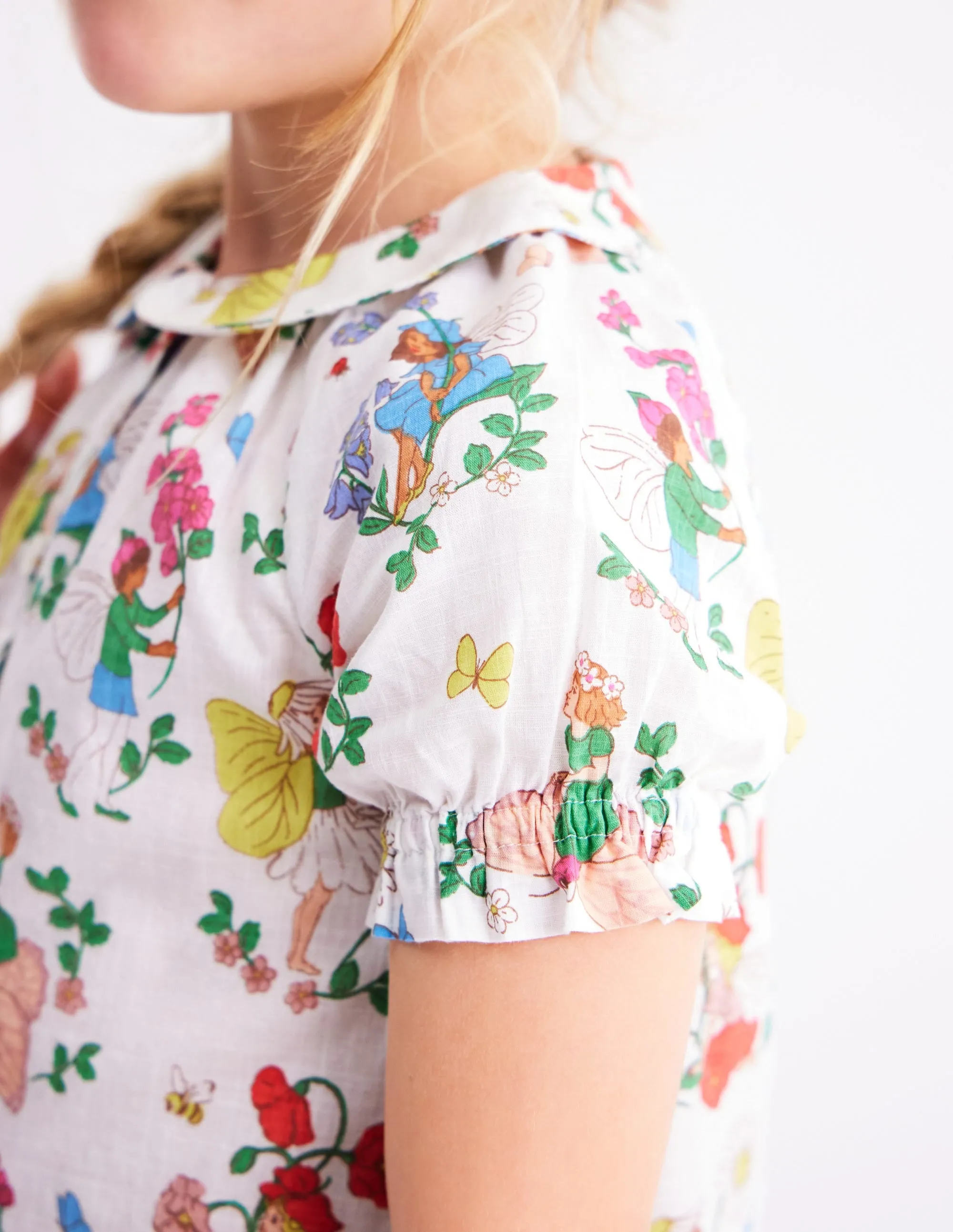 Woven Collared Top-Soft Ivory Flower Fairy