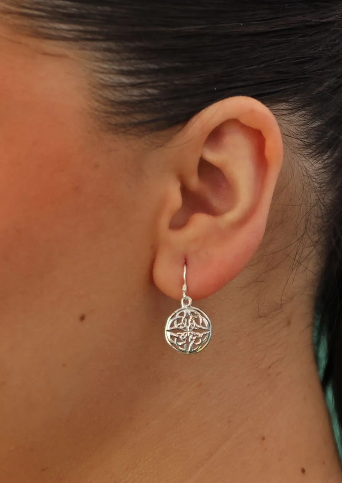Woven Medallion Silver Earrings
