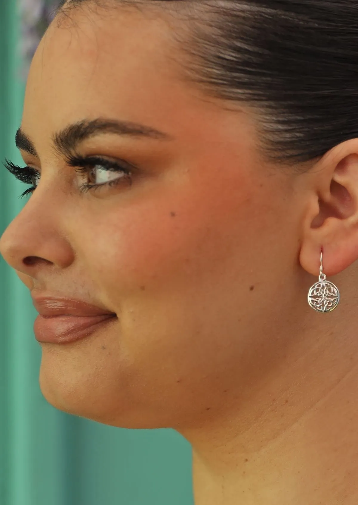 Woven Medallion Silver Earrings