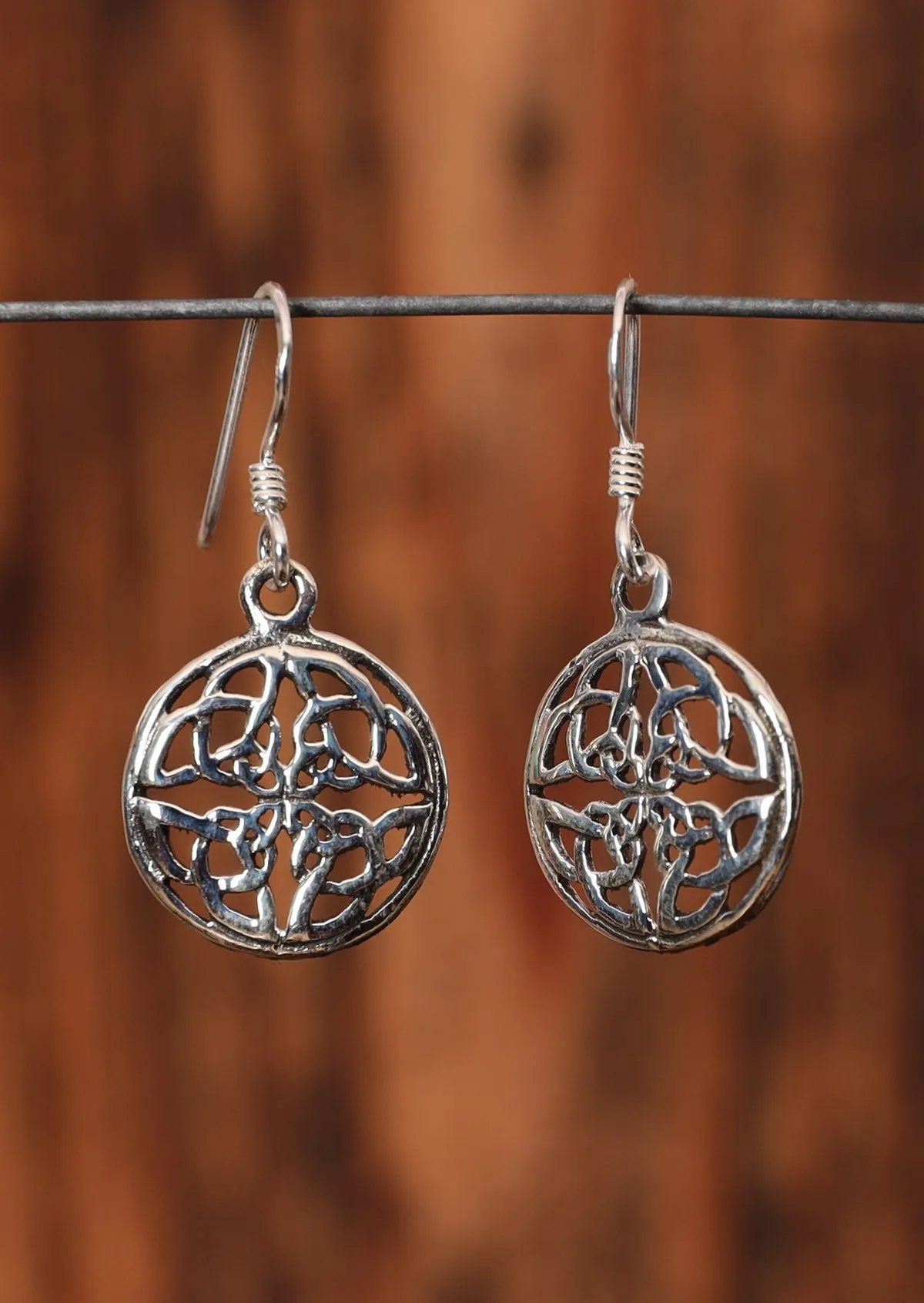Woven Medallion Silver Earrings