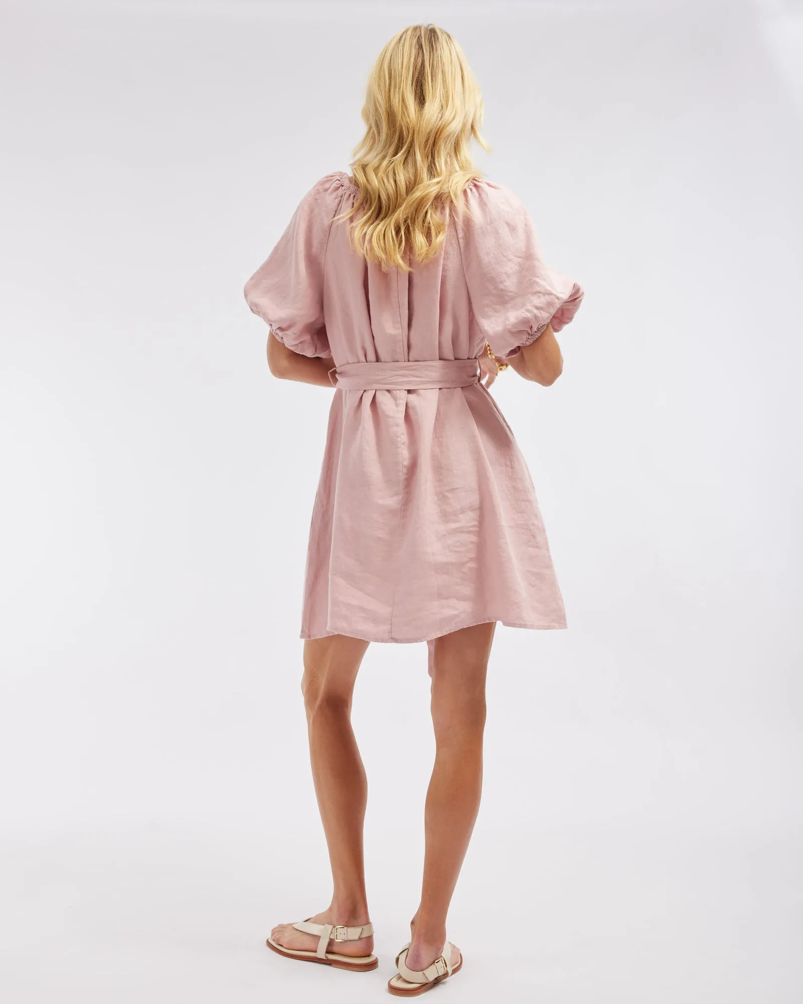 Wren Linen Mini Dress - Peony