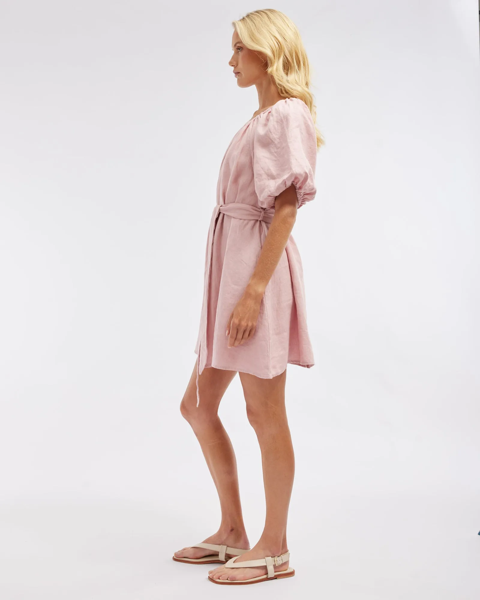 Wren Linen Mini Dress - Peony