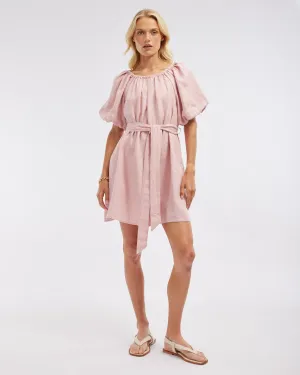 Wren Linen Mini Dress - Peony